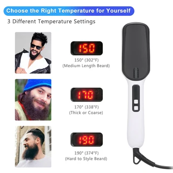 

Ionic Hair Straightener Brush Fast Heating 3 Temperature Setting Adjustable Hair Straightening Brush Electric Straightening Comb