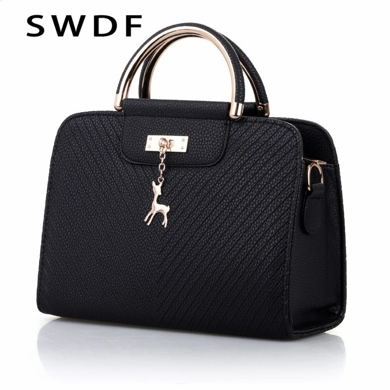 

SWDF Handbags 2021 New Women Leather Bag Large Capacity Shoulder Bags Casual Tote Simple Top-handle Hand Bags Women Bags Ladies