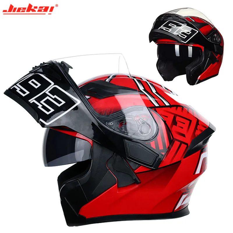 New JIEKAI 902 Flip Up Motorcycle helmet cycle helmet Double Visor DOT Full Face Moto helmet casque four seasons Racing helmet - Цвет: 2