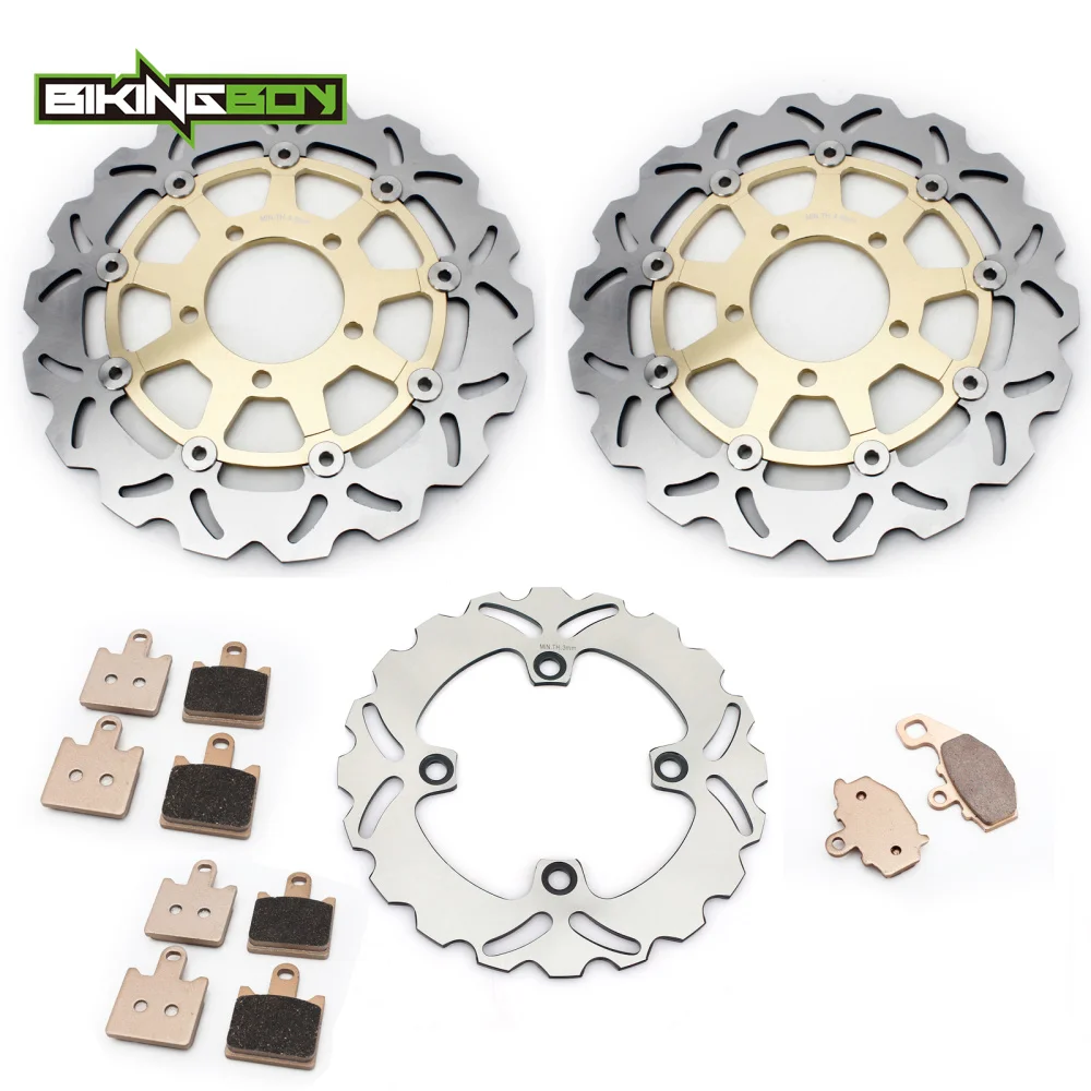 BIKINGBOY для KAWASAKI ZX6R ниндзя ZX600 2007 2008 2009 2010 2011 2012 Круглый/волнистые спереди и сзади тормозные диски роторы колодки