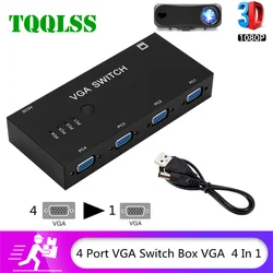 TQQLSS – boîtier de commutation VGA 4 en 1, 4 ports, pour Consoles, décodeur, 4 hôtes, partage 1 écran, projecteur pour ordinateur portable 