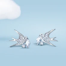 Karopel Серебро 925 пробы Весенняя коллекция Ласточка с гнездом серьги гвоздики для женщин ювелирные украшения S925 подарок