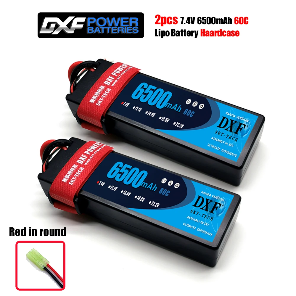 2PCS6500HARDRED 2 шт. DXF Lipo Батарея 2S 3S 7,4 V 11,1 V 6500 мА/ч, 5200 мА/ч, 60C 120C 50C 100C AKKU LiPo Батарея для Rc вертолет RC автомобиль Лодка - Цвет: 2PCS6500HARDRED