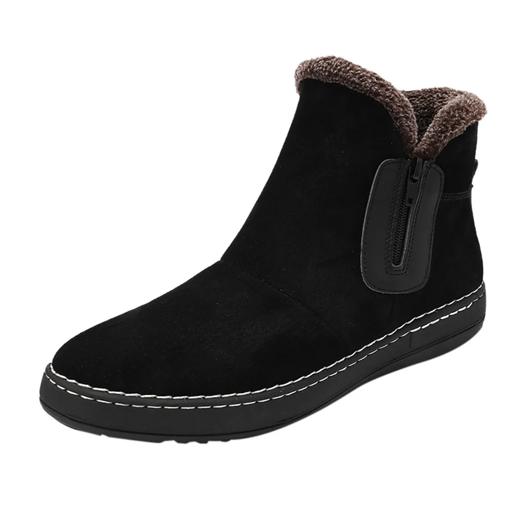 

SAGACE Men's boots Plus Velvet Warm Casual Shoes men zipper Snow Boots Men Non-Slip Wear-Resistant Cotton Shoes sports Shoes men