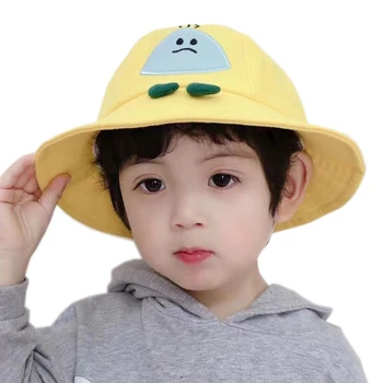 

S M Size Korean Kids Cartoon Cute Bucket Hat Baby Summer Wide Brim Beach UV Protection Round Top Sun Hat Foldable Fisherman Cap