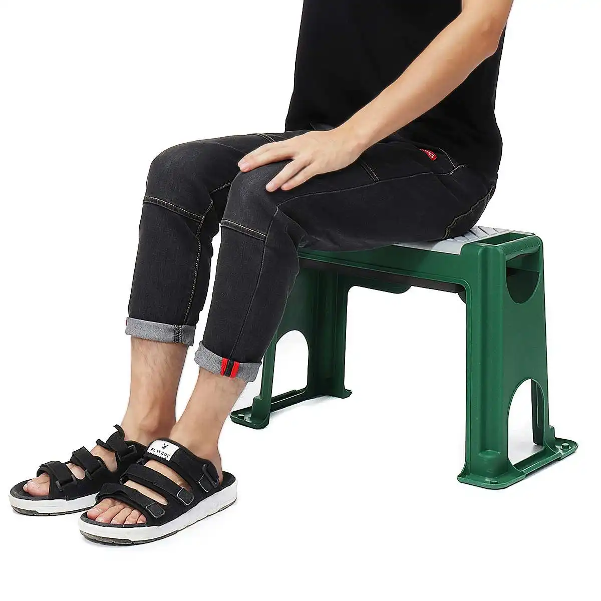 

Garden Kneeler And Seat Stable Plastic Lightweight Garden Chairs Thicken Step Portable Garden Stools Green Grey With Storage Bin