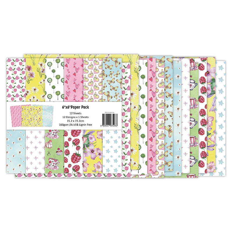 VUAWRTG 12 Sheets Vinatge Heart Scrapbooking Pads Paper Origami Art Background Paper Card Making DIY Scrapbook Paper Craft