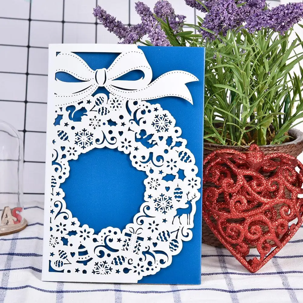  Christmas Hollow Invitation Greeting Cards Xmas Wedding Birthday Christmas Postcard Xmas Gift Invit - 4000322480031