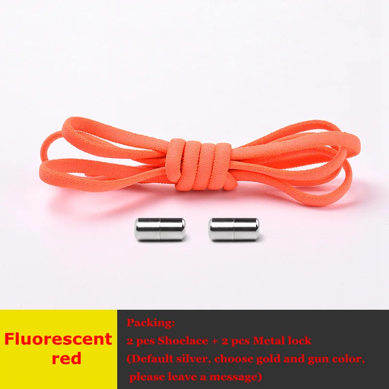 Fluorescent red 19 цветов шнурки для обуви без завязок эластичные шнурки для детей и взрослых полукруглые шнурки с быстрым замком кроссовки для отдыха ленивые шнурки 1 пара - Цвет: Fluorescent red