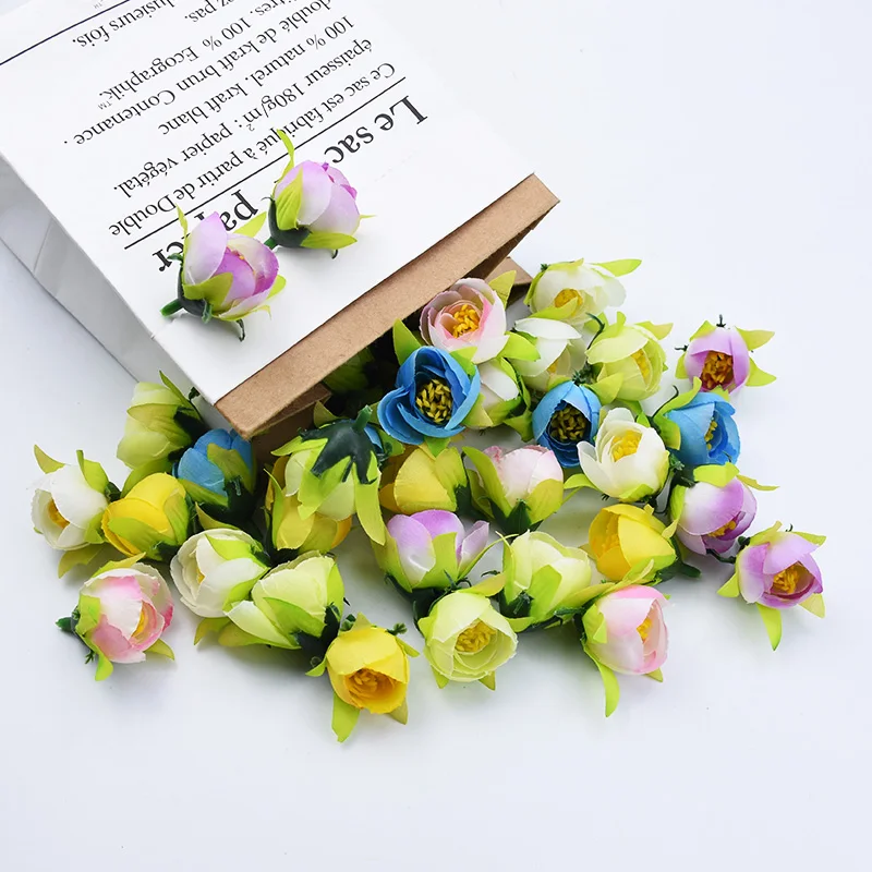 20/50 шт. свадебные декоративные цветы diy Подарочная коробка Рождественские украшения для дома скрапбукинга Гирлянда Шелковый чай бутон головка розы