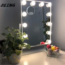 Hollywood Vanity Makeup Mirror With Light Smart Touch Control 3Colors Dimmable Light Detachable 10X Magnification 360°Rotation