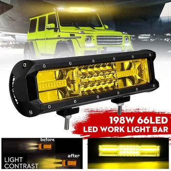 

12V 24V Amber Car LED Work Light Bar Spot Driving Lamp IP67 Combo Beam for Driving Offroad Boat SUV ATV UTV Tractor Truck
