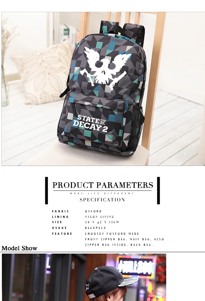 State Of Decay Backpack 600D Oxford Shoulder Bag Children School Opening Gifts (1)