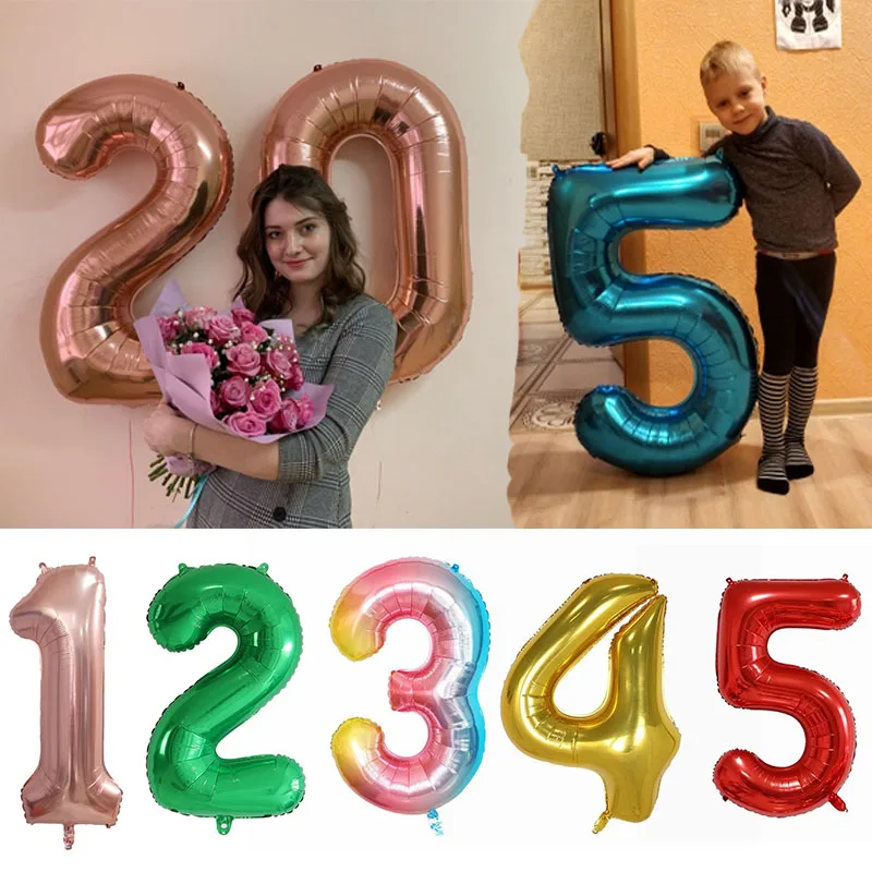 30 40 дюймов шар из фольги с цифрами розового, золотого, серебряного, голубого цветов, цифровой шар, украшение для дня рождения, принадлежности для детского душа, Globo шары воздушные шары шарики воздушные день рождени