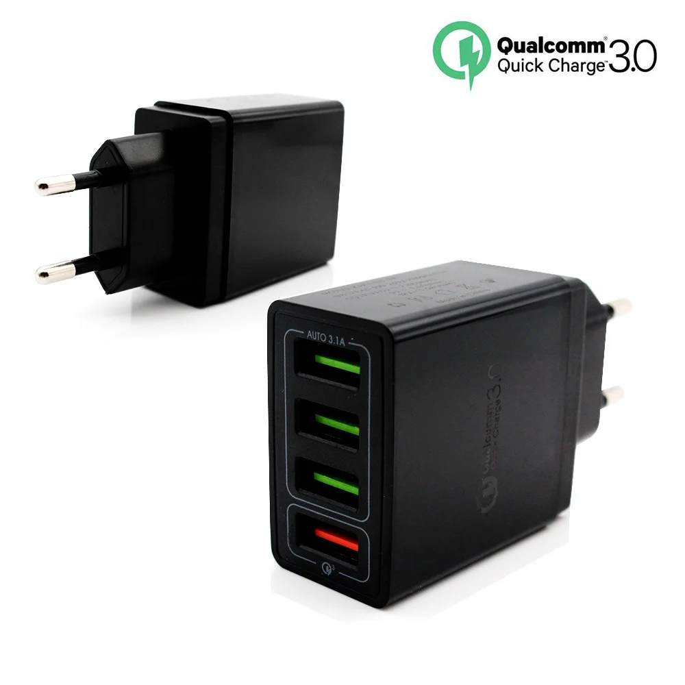 

Universal Fast Charger Adapter 4 in 1 USB Charger QC 3.0 Quick Charge for iPhone Samsung Xiaomi Huawei Phone Charger Adapter