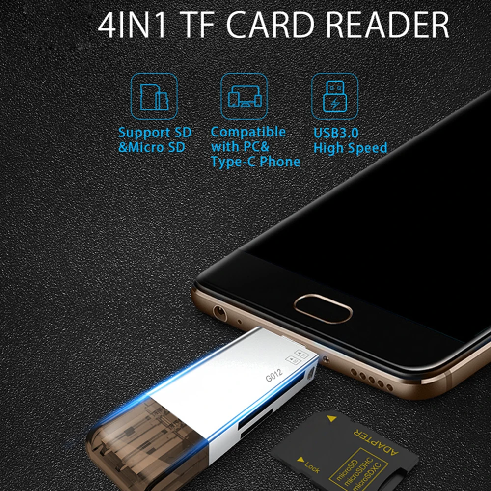 Кардридер Ginsly USB 3 0 SD/Micro SD TF OTG Смарт карта памяти адаптер для ноутбука Тип C
