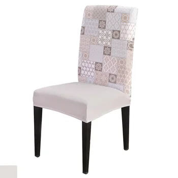 

Moroccan Geometric Checks Chair Cover for Dining Room Chairs Covers High Back Living Room Chair Cover Sets for Home Kitchen