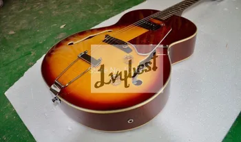 

Electric guitar hollow body,mahogany neck,rosewood fingerboard with dots inlay,red pearl tortoise pickguard,free shipping！