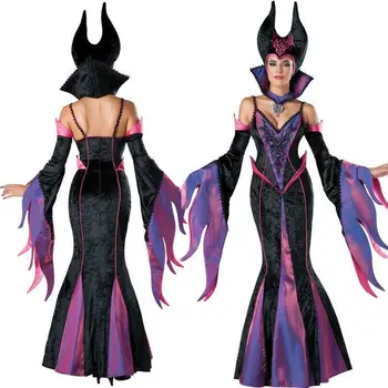 

Womens Maleficent Costume Adult Sorceress Halloween Fancy Dress Deluxe Helmet