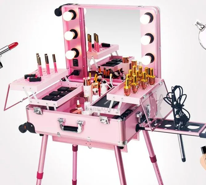 Роликовый шлейф для макияжа с подсветкой CE студийная тележка на колесиках| |