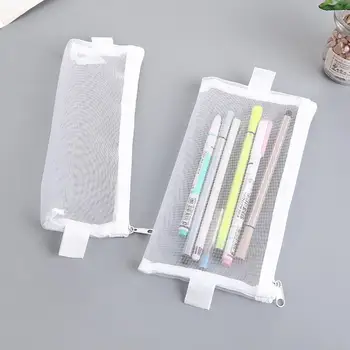 

2 Sizes 3 Colors Mesh Pencil Case Student Stationery School Supplies Simple Clear Pen Case Bag Office Supplies Storage Bags