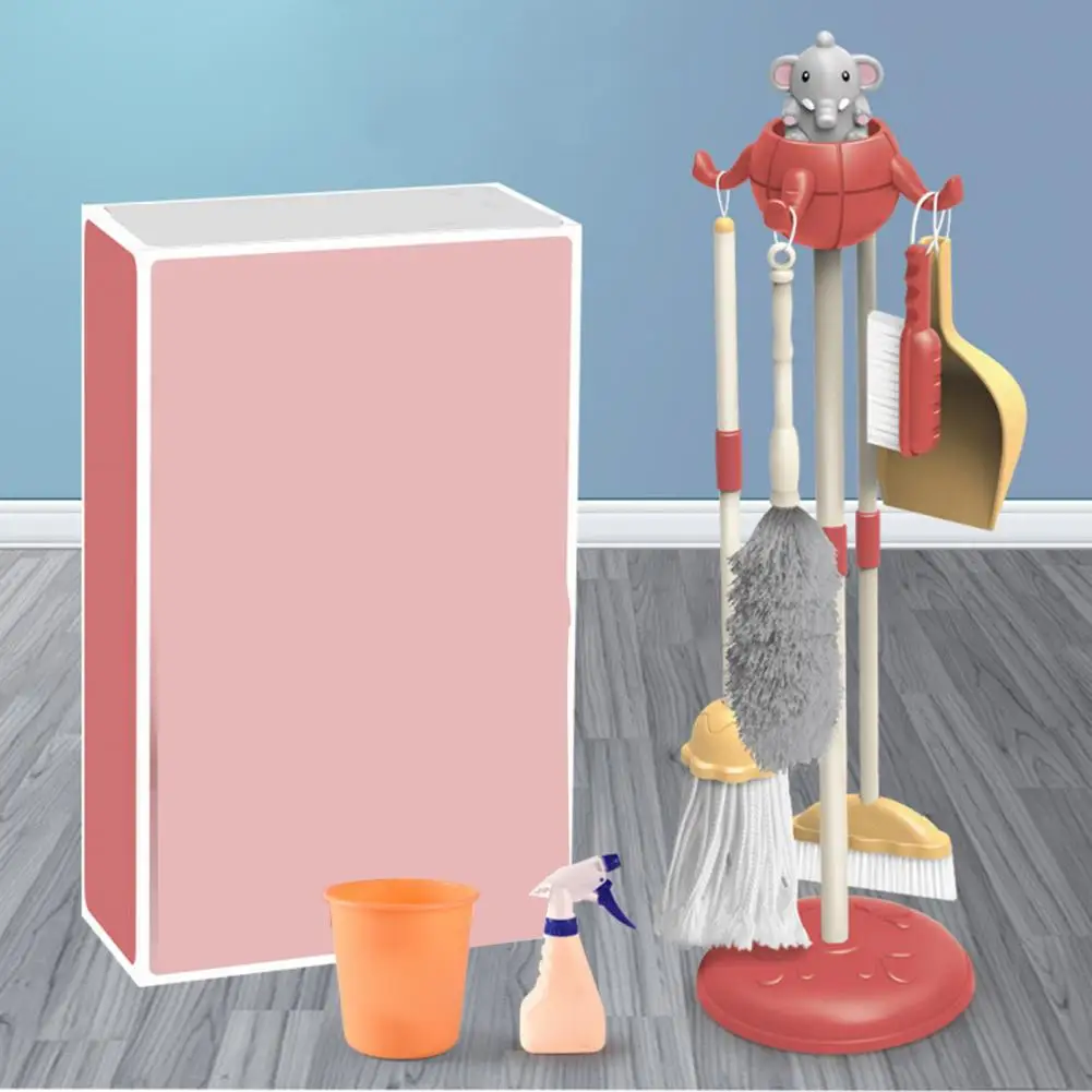 Clic N 'Play 10 piezas Set de limpieza de juguete, cubeta de agua, agente  de limpieza, botellas, escoba, fregona, cartel para piso húmedo, cepillo