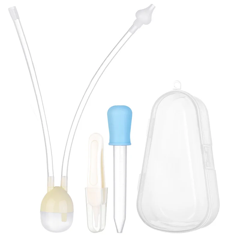 Для младенцев, безопасная очиститель носа, детский вакуумный отсасывающий носовой аспиратор, набор лекарств, капельница, Аксессуары для младенцев, защита от гриппа - Цвет: Blue Set