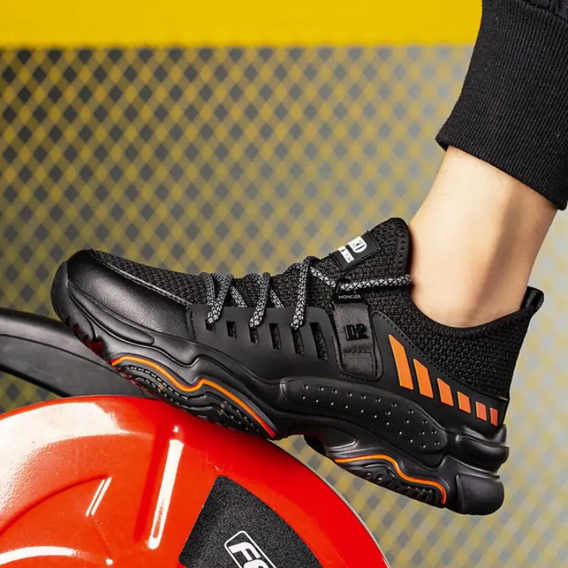 

Safety Work Shoes Man Steel Toe Boots Breathable Black Safty Boot for Men Outdoor Casual Shoes Man Sneakers Safeguard Work Boots