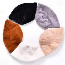 Зимняя шапка-ведро из искусственного меха для женщин и девушек, модная плотная мягкая теплая шапка для рыбалки, шапка для отдыха на открытом воздухе, женская панама M240