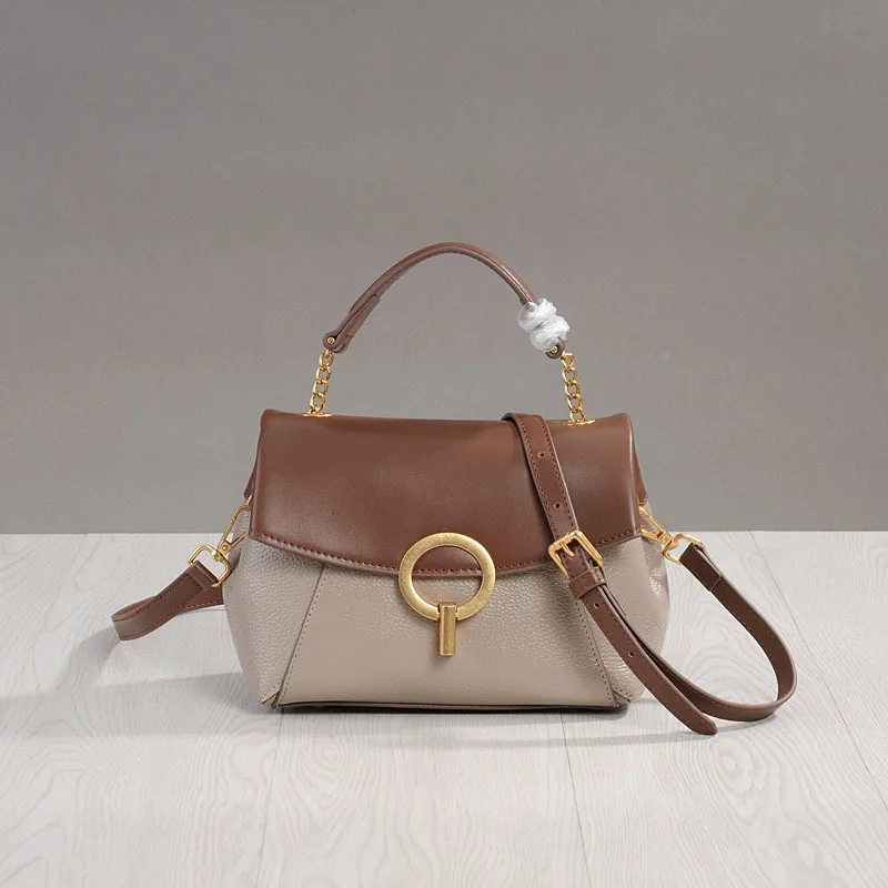 

Summer Bag Woman Package Bucket Package Woman Genuine Leather Joker 2019 Oblique Satchel Small Fresh