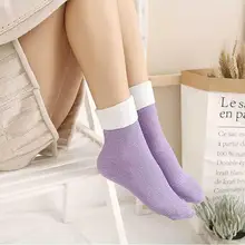Модные носки средней длины; зимние теплые женские цветные хлопковые и бархатные плотные носки; дышащие и впитывающие пот носки-Тапочки