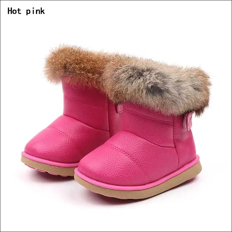 Г.; детские зимние ботинки; Классическая Детская обувь; водонепроницаемые ботильоны из искусственной кожи для мальчиков и девочек; теплая меховая обувь для малышей; Цвет белый;#17 - Цвет: Розово-красный