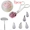7Pcs/set Flower Scissor+Cake Tray +5pcs Tulips Rose Nozzle Nail Decor Lifter Fondant  Cream Transfer Baking Pastry Kitchen 1