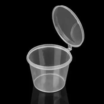 

200 Pcs 25ml Disposable Plastic Takeaway Sauce Cup Containers Food Box With Hinged Lids Small Pigment Paint Box Storage