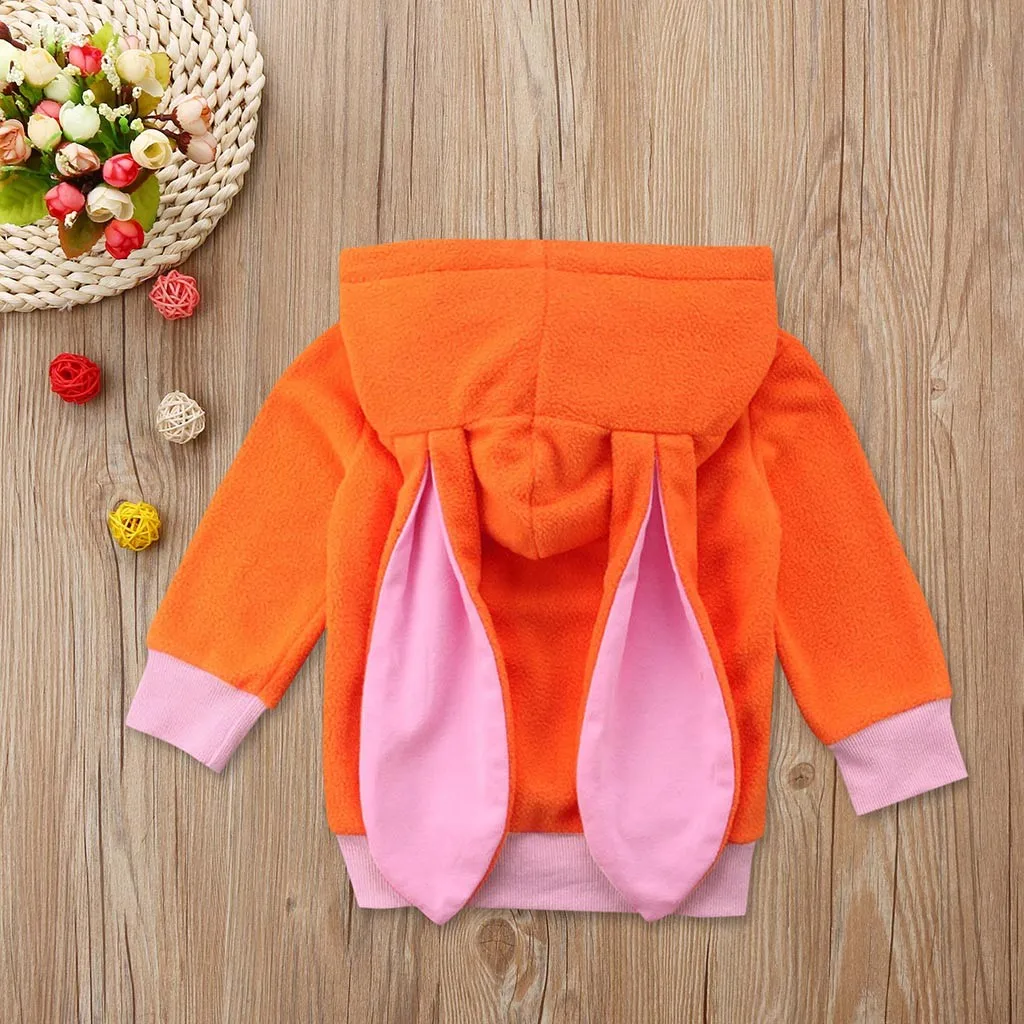 Toddler Baby Girls Boys Long Sleeves Cartoon Rabbit Ear Hooded Cute Sweatshirts Children Autumn Fashion Tops With New Brand