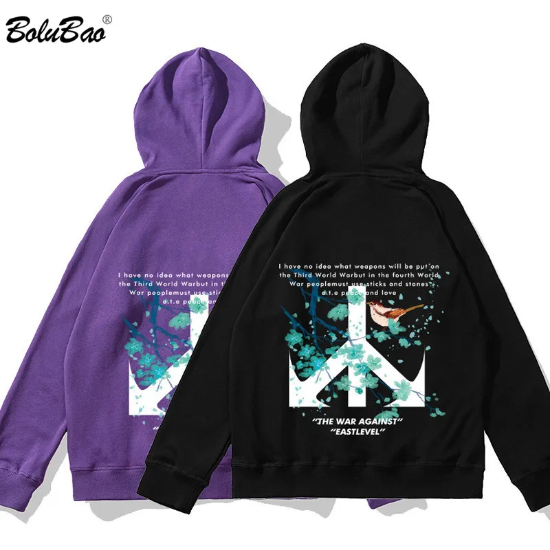

BOLUBAO Men's Hoodies New Street Original Printing Male Hoodies Fashion Brand Trend Hooded Solid Color Pullover Top