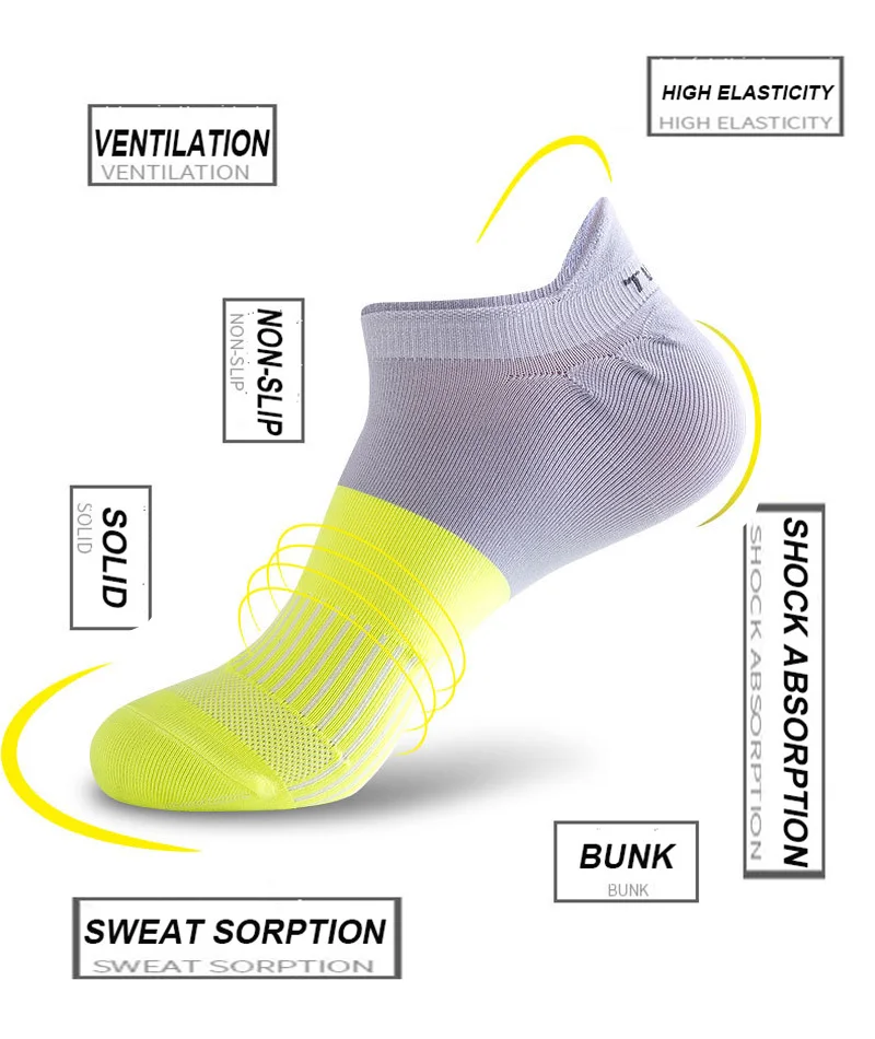 Men Running Ankle Socks Sports Thin Breathable Quick Dry Marathon Fitness Basketball Cycling Short Ankle Low Cut Socks