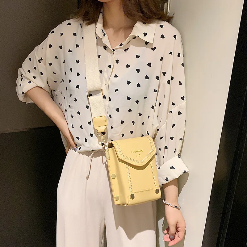 

Mobile Phone Bag Summer WOMEN'S Bag 2019 New Style Chain Shoulder Wheat Car Suture MORI Series Shoulder Bag