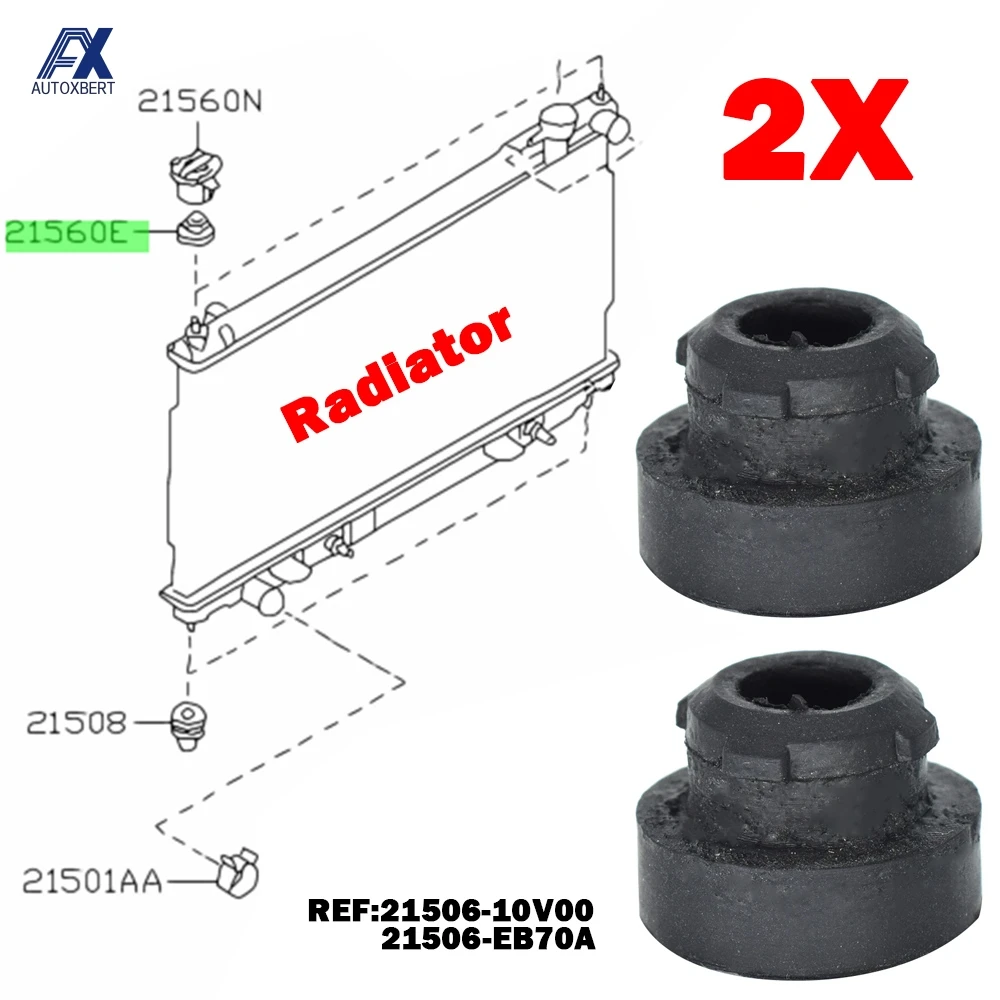 2pc For Nissan Navara Patrol Pathfinder Terrano GTR Leaf Skyline Upper Radiator Rubber Mount Bushing Bush Bracket Mounting Top radiator rubber mount