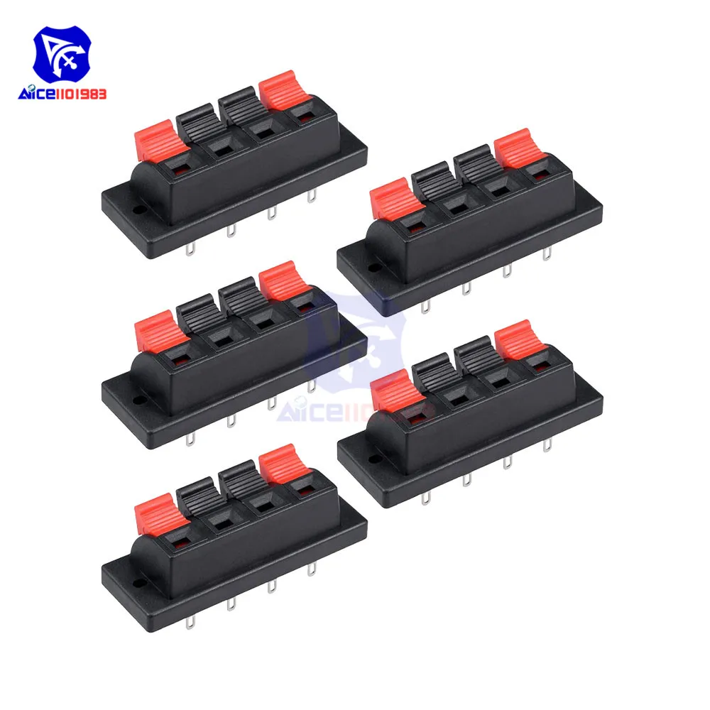 

diymore 5PCS/Lot 4 Way Stereo Speaker Terminal Connectors Terminal Strip Block Spring Clips