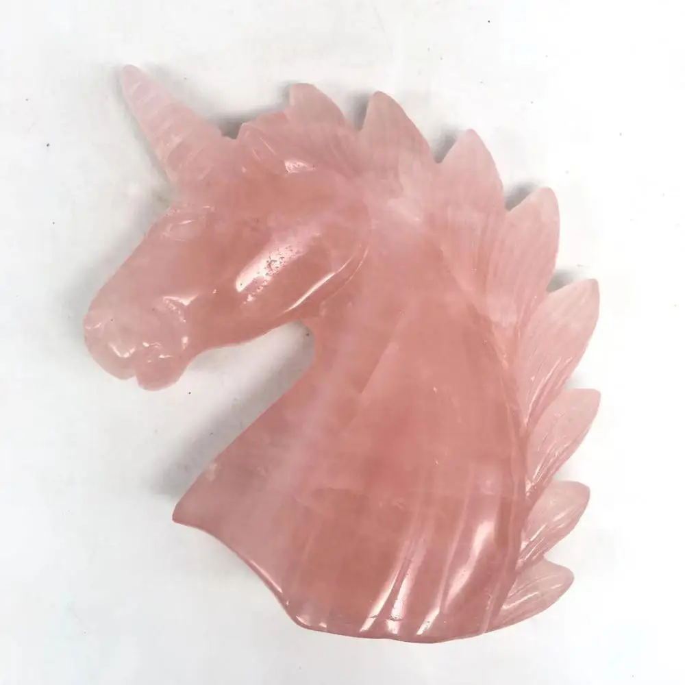 Natural rose quartz unicorn hand carved mineral crystals healing stones fine gemstone decoration | Дом и сад