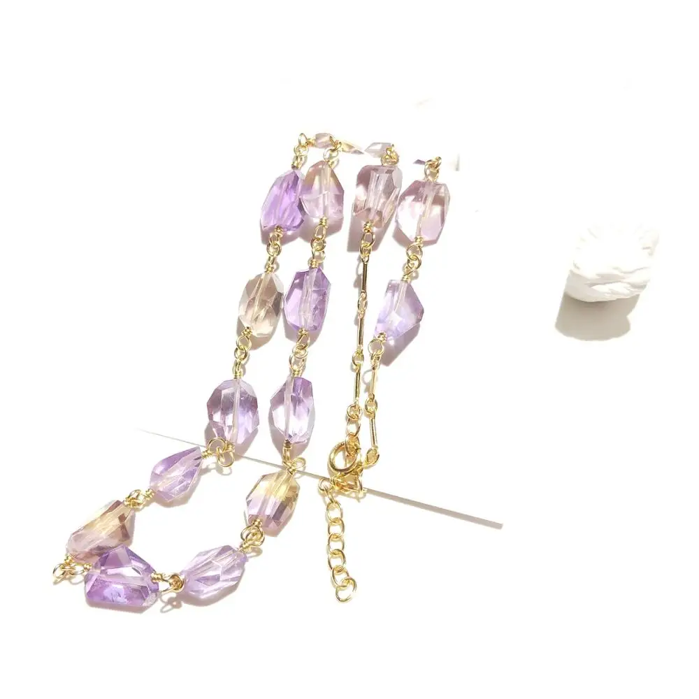 

Lii Ji Natural Light Color Ametrine Irregular Shape Beads American 14K Gold Filled Handmade Necklace 40.5cm-45.5cm
