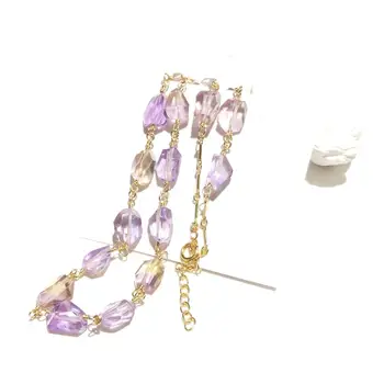 

Lii Ji Natural Light Color Ametrine Irregular Shape Beads American 14K Gold Filled Handmade Necklace 40.5cm-45.5cm