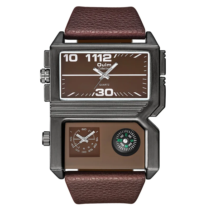 

Top Luxury Brand Oulm Watches Mens Watches Quartz Fashion Military Army Watch Men Sports Watches Leather Relogio Masculino