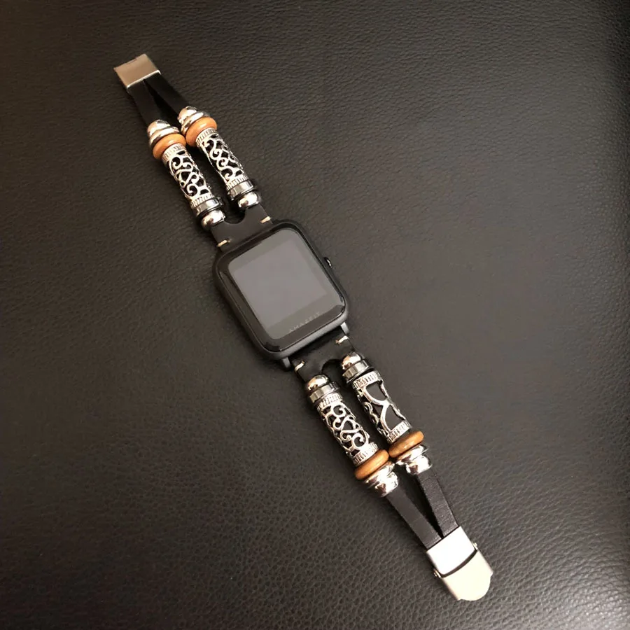 Для Amazfit Bip ремешок кожаный винтажный браслет для samsung Galaxy часы Активный ремешок для часов аксессуары