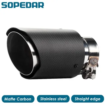 

SOPEDAR Universal Car Exhaust Muffler Tail Pipe Glossy 3k Carbon Fiber Stainless Steel Pipe Modification Shot Blast Surface