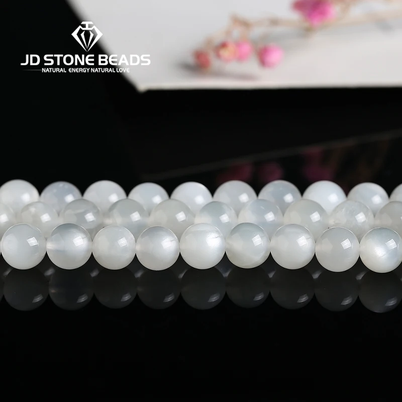 7A /5A /3A Natural White Moonstone 4/6/8/10MM Natural Loose Beads For Jewelry Making Necklace Bracelet Fashion DIY Accessories