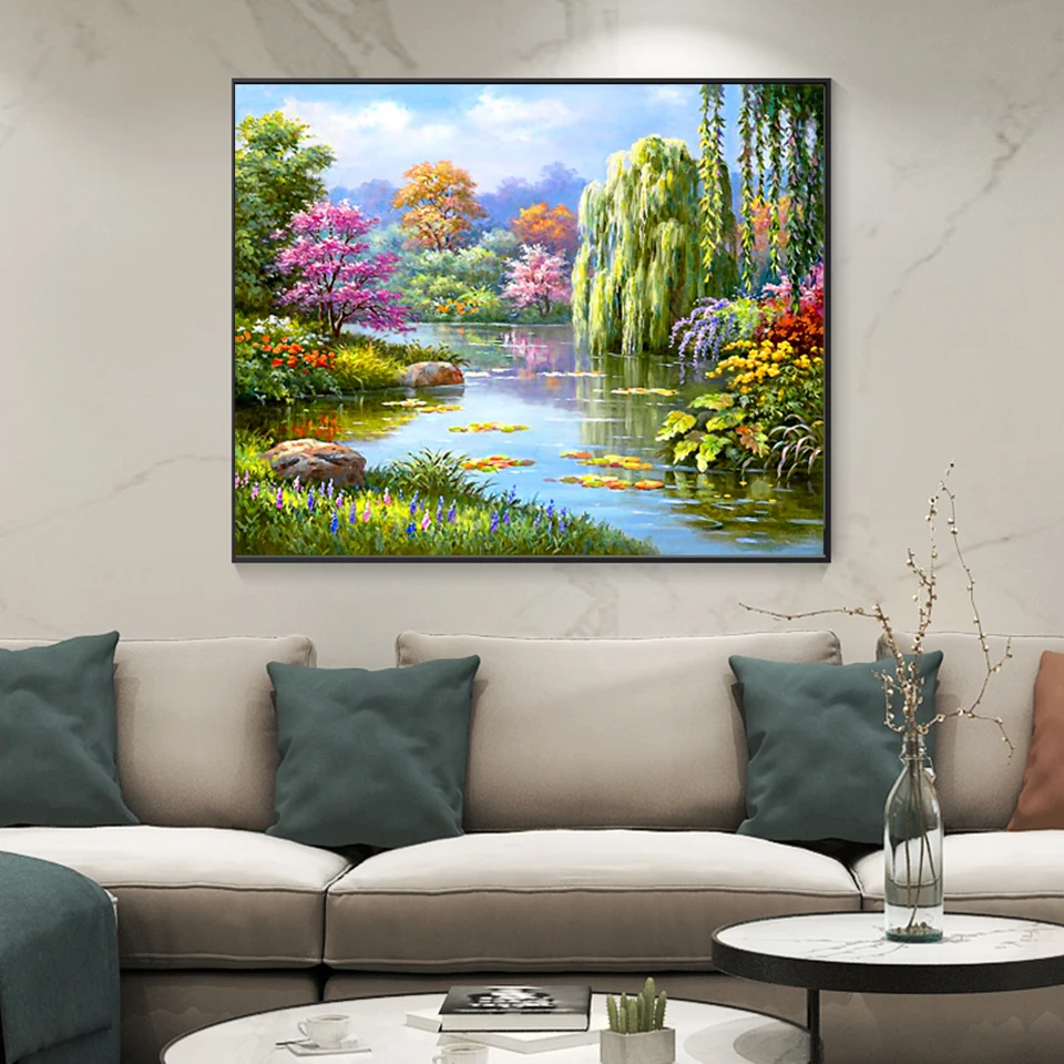 Nabi Full Square&Round Diamond Painting Landscape Spring 5D Diamond Embroidery Mosaic Cross Stitch Winter Home Decor Gift