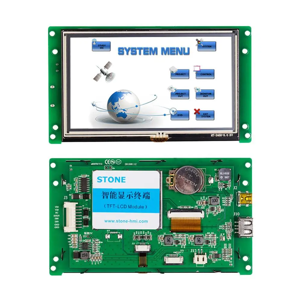 STONE 5.0 Inch Intelligent TFT LCD Monitor with Drive Board +RS232/RS485/TTL Interface Support any MCU STONE 5.0 Inch Intelligent TFT LCD Monitor with Drive Board +RS232/RS485/TTL Interface Support any MCU