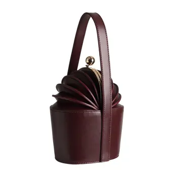 

Women Vintage Bucket Bag Fashion Ladies Pineapple Style Handbag Tote for Female Genuine Leather Bag Mini Handbags